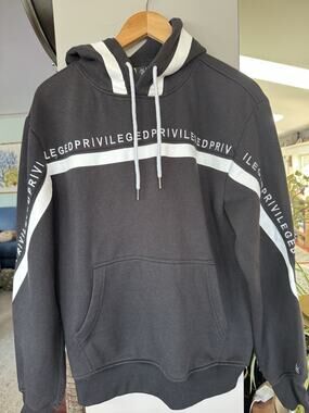 Bleeker & Mercer "PRIVILEGED" Hoodie Black Med Streetwear